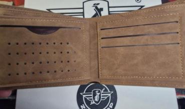 Zündapp Herren Geldbeutel mit Flügelwappen – hochwertige Geldbörse mit 9 Kartenfächern für Zündapp Fans - BRAUN